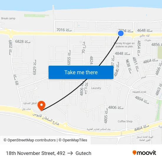18th November Street, 492 to Gutech map