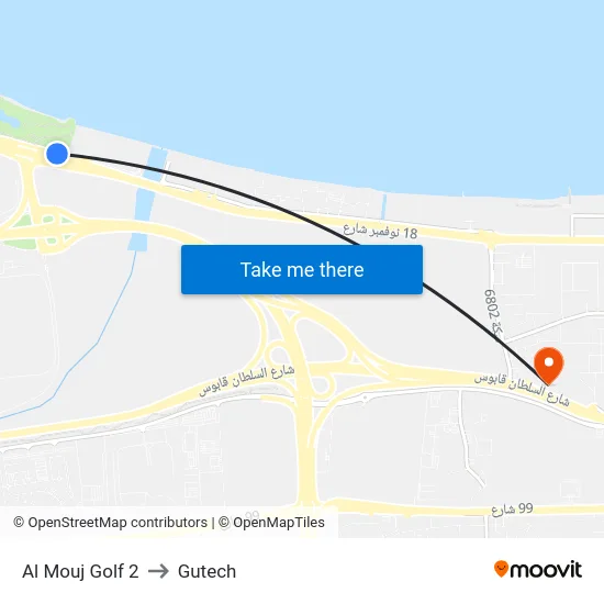 Al Mouj Golf 2 to Gutech map