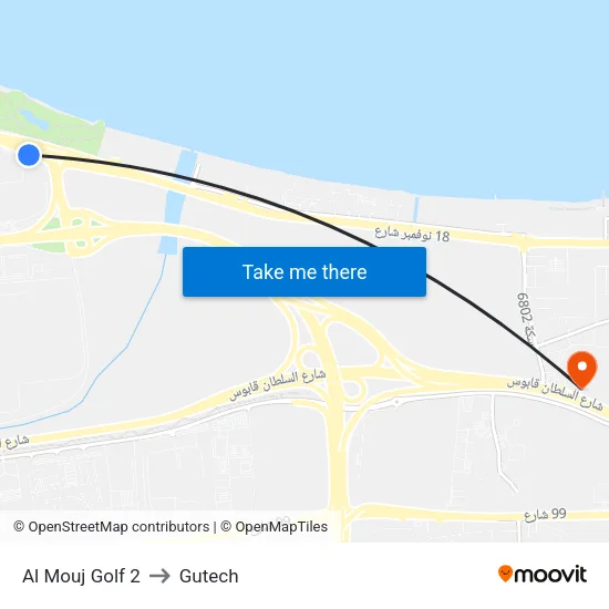Al Mouj Golf 2 to Gutech map