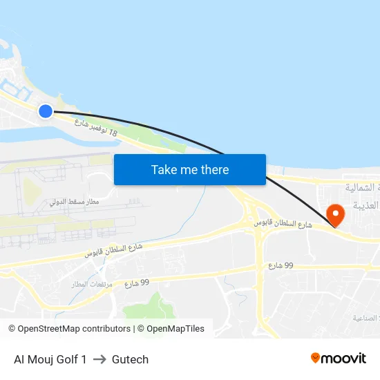 Al Mouj Golf 1 to Gutech map