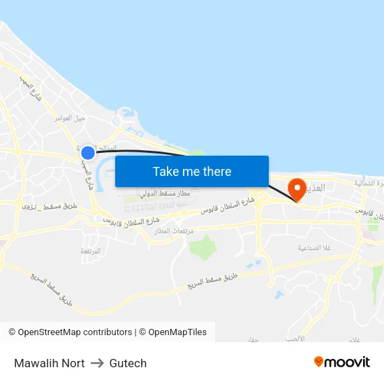Mawalih North to Gutech map