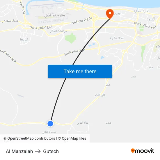 Al Manzalah to Gutech map