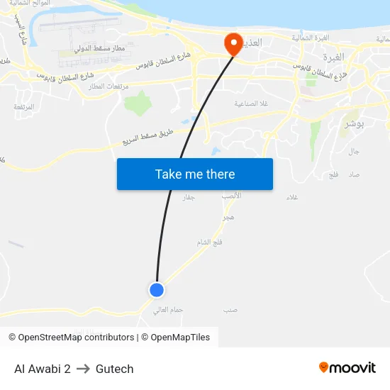 Al Awabi 2 to Gutech map