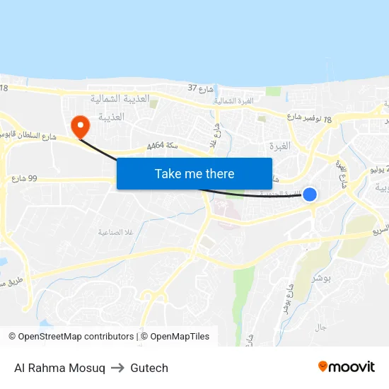 Al Rahma Mosuq to Gutech map