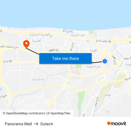 Panorama Mall to Gutech map