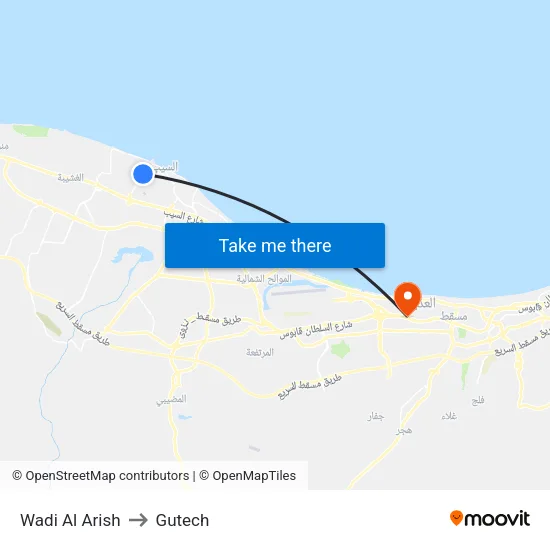 Wadi Al Arish to Gutech map