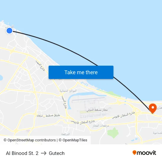 Al Binood Street 2 to Gutech map