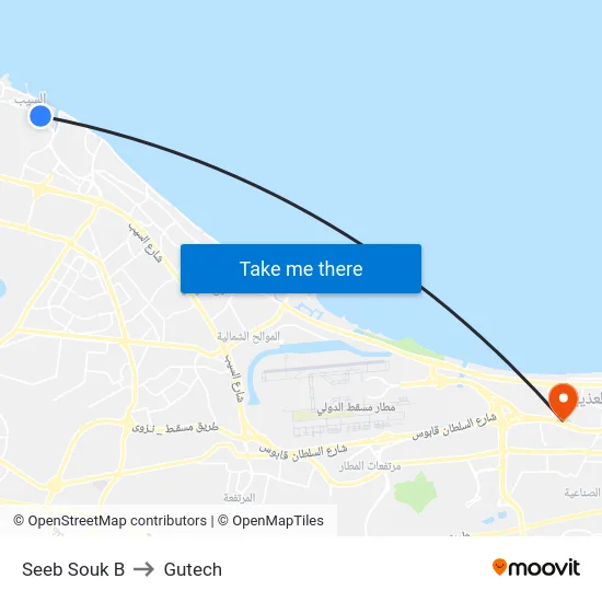 Seeb Souk B to Gutech map