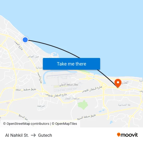 Al Nahkil Street to Gutech map