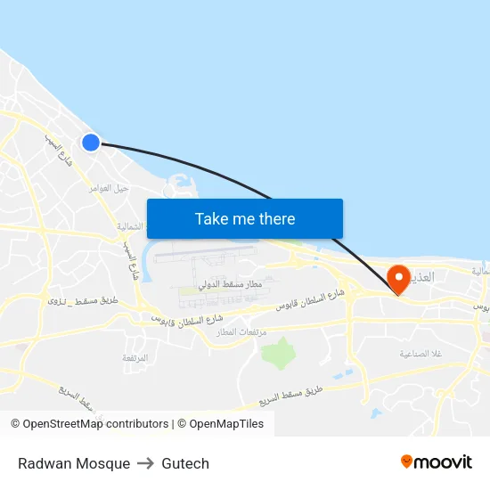 Radwan Mosque to Gutech map