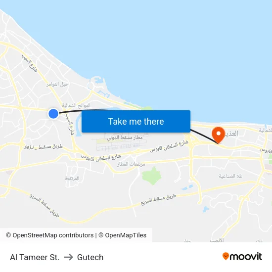 Al Tameer St. to Gutech map