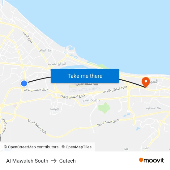 Al Mawaleh South to Gutech map