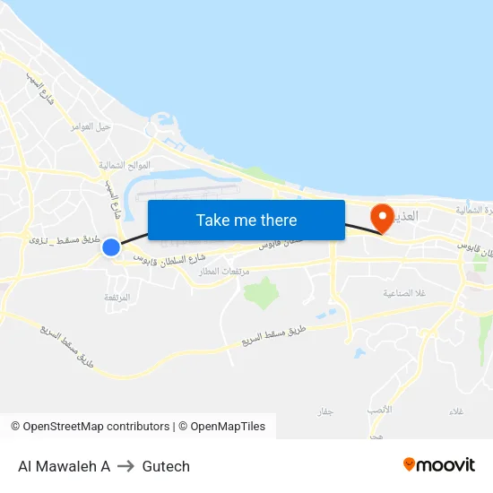 Al Mawaleh A to Gutech map