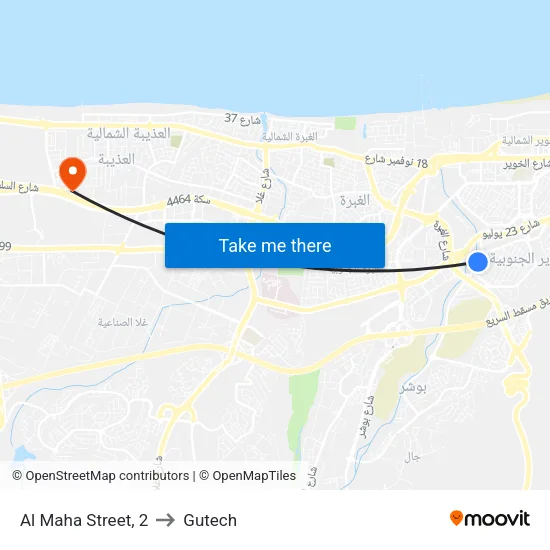Al Maha Street 2 to Gutech map