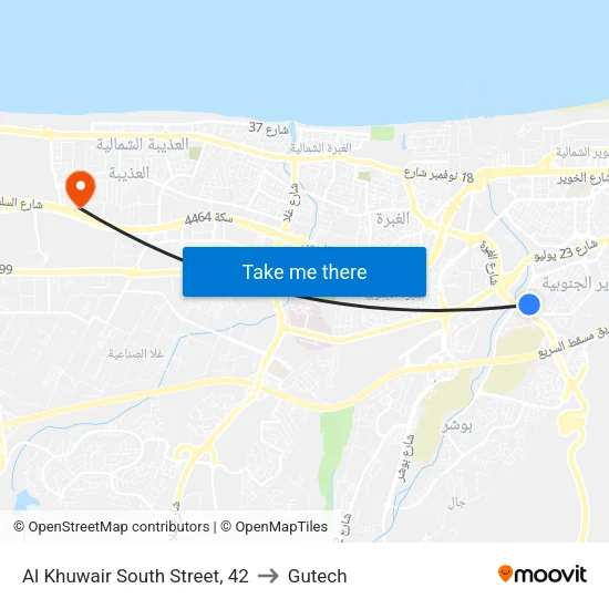 Al Khuwair South Street, 42 to Gutech map