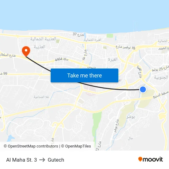 Al Maha St. 3 to Gutech map