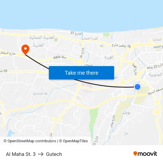 Al Maha St. 3 to Gutech map