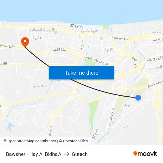 Bawsher - Hay Al Bidha'a to Gutech map