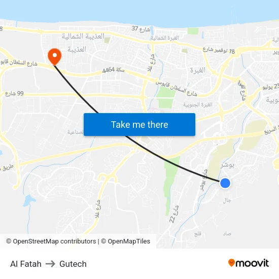 Al Fatah to Gutech map