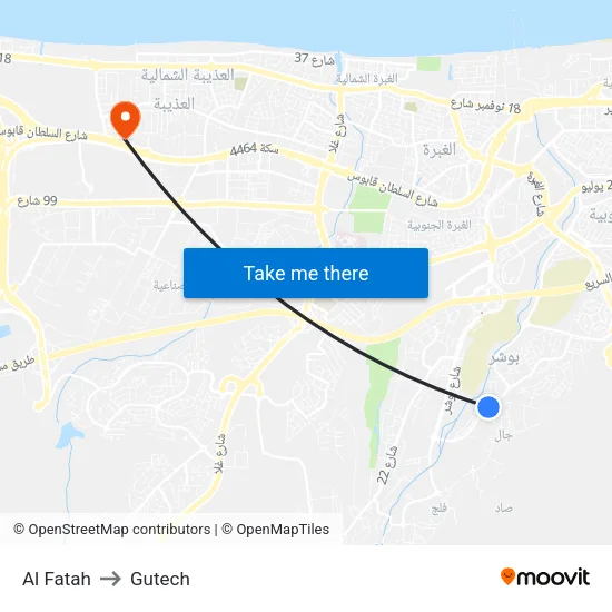 Al Fatah to Gutech map