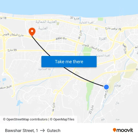 Bawshar Street, 1 to Gutech map
