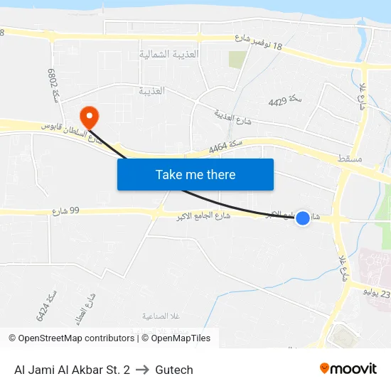 Al Jami Al Akbar Street 2 to Gutech map