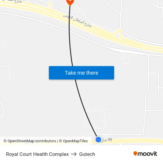 Royal Court Health Complex to Gutech map