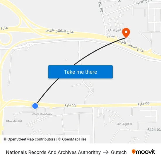 Nationals Records And Archives Authorithy to Gutech map