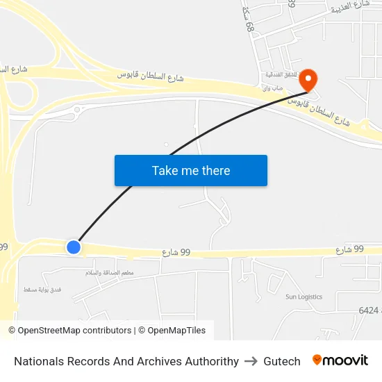 Nationals Records And Archives Authorithy to Gutech map
