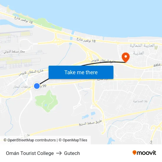 Oman Tourist College to Gutech map