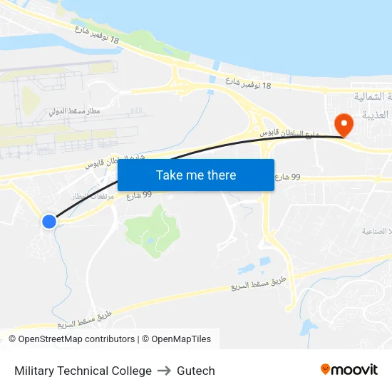 Military Technical College to Gutech map