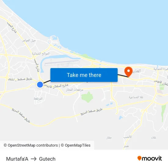 Murtafa'a to Gutech map