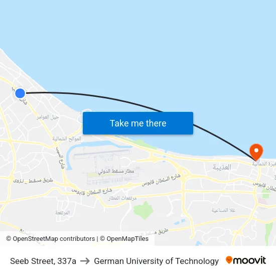 Seeb Street, 337a to German University of Technology map