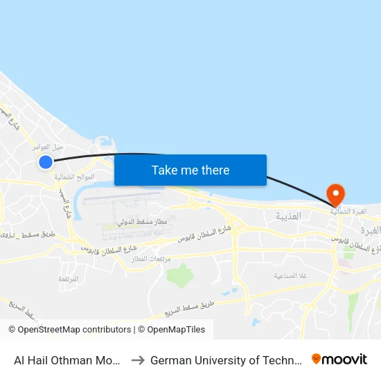 Al Hail Othman Mosque to German University of Technology map