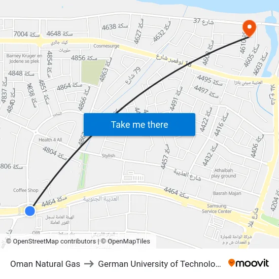 Oman Natural Gas to German University of Technology map