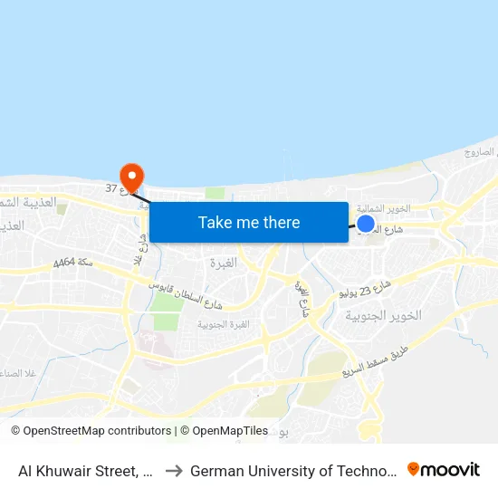 Al Khuwair Street, 229 to German University of Technology map