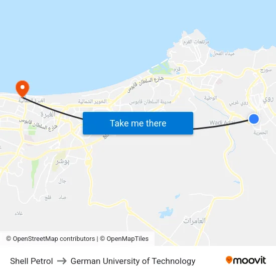 Shell Petrol to German University of Technology map
