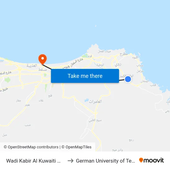 Wadi Kabir Al Kuwaiti Mosque A to German University of Technology map
