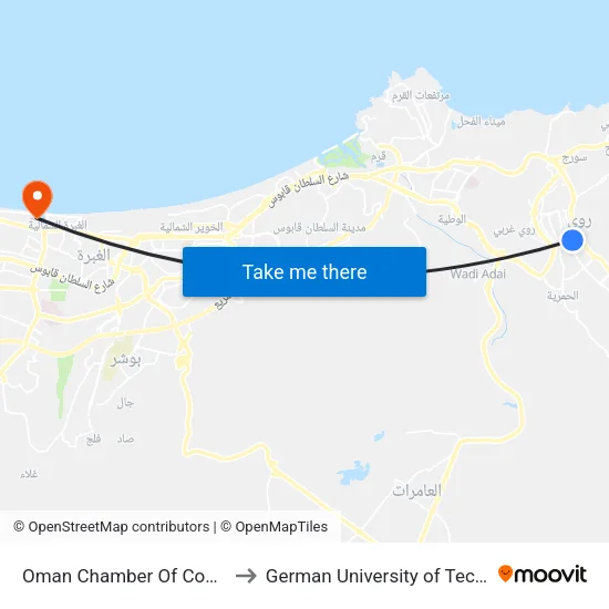 Oman Chamber Of Commerce to German University of Technology map