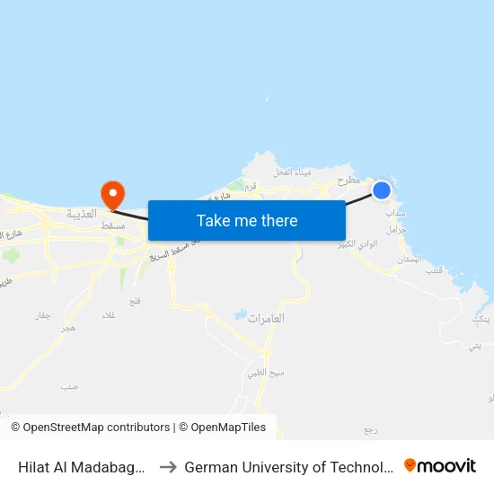 Hilat Al Madabaghah to German University of Technology map