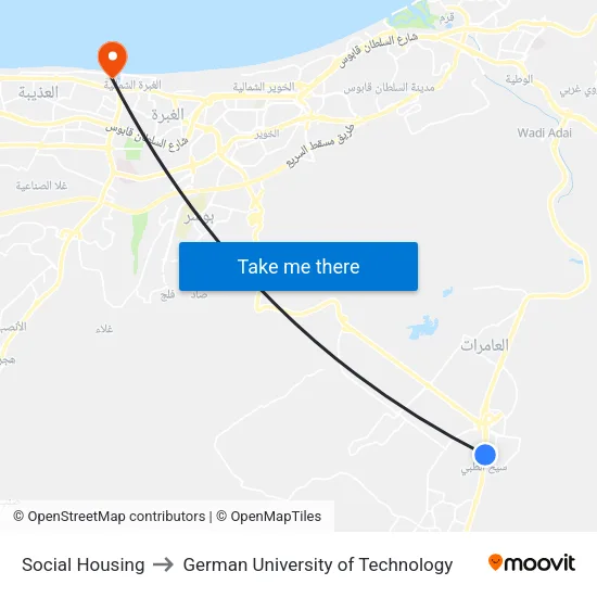 Social Housing to German University of Technology map