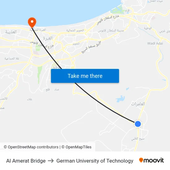 Al Amerat Bridge to German University of Technology map