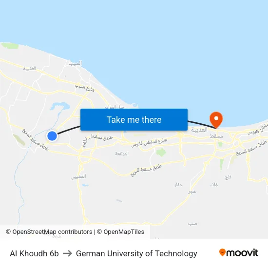 Al Khoudh 6b to German University of Technology map