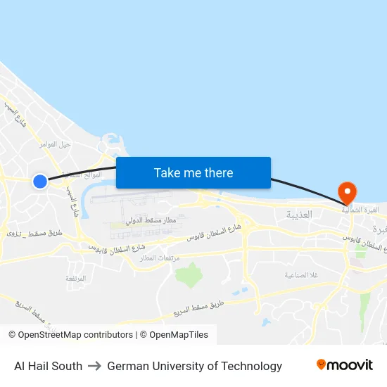 Al Hail South to German University of Technology map