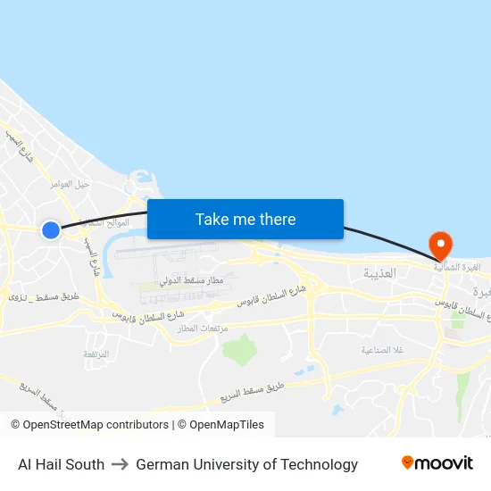 Al Hail South to German University of Technology map