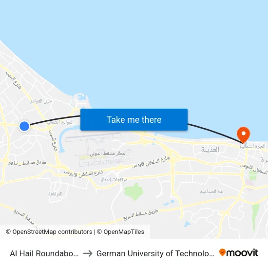 Al Hail Roundabout to German University of Technology map