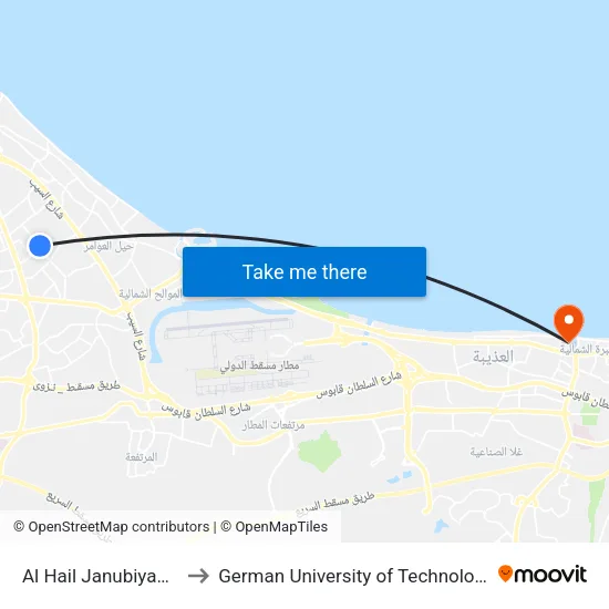 Al Hail Janubiyah 1 to German University of Technology map