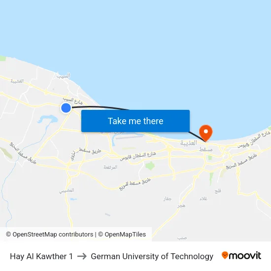 Hay Al Kawther 1 to German University of Technology map