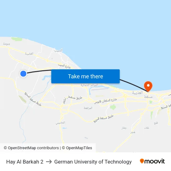 Hay Al Barkah 2 to German University of Technology map