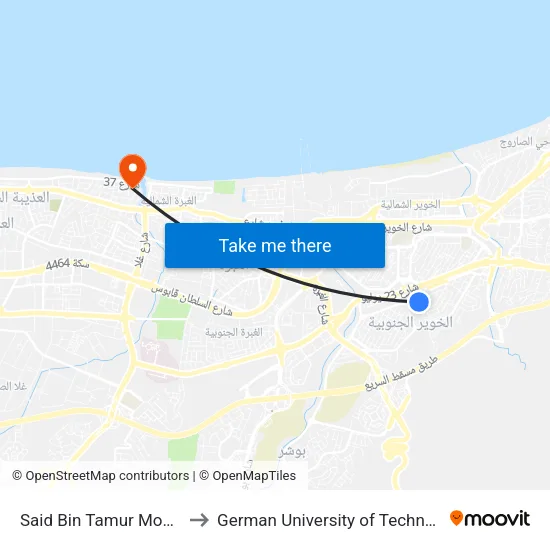 Said Bin Tamur Mosque to German University of Technology map